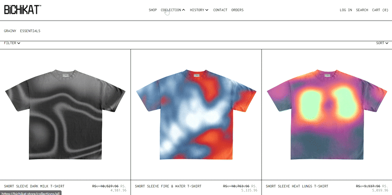 Collection page with filtering and grid view
